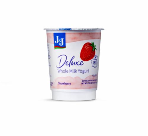 J&J Deluxe Strawberry Whole Milk Yogurt Perspective: front