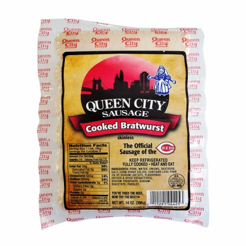 Queen City Skinless Cooked Bratwurst Perspective: front