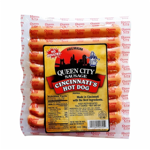 Queen City Sausage Premium Cincinnati's Hot Dogs Perspective: front