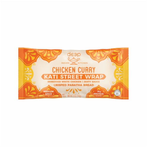 Deep Indian Kitchen Chicken Curry Kati Street Wrap Perspective: front