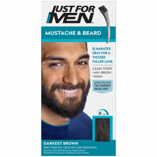 Just For Men Mustache & Beard M-50 Darkest Brown Hair Color Perspective: front