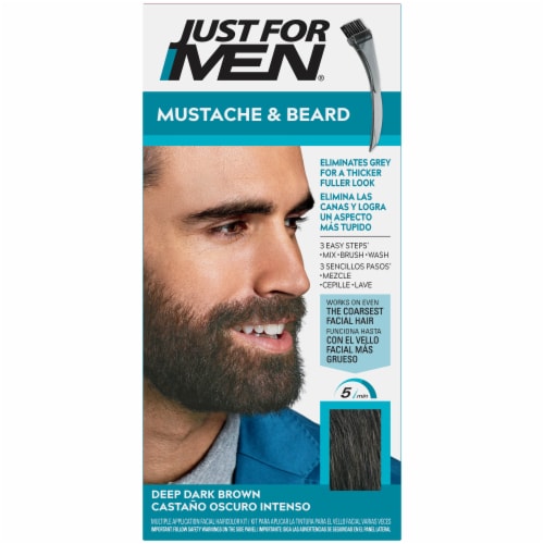 Just For Men Easy Brush In Mustache & Beard Color, Deep Dark Brown M-46 Perspective: front