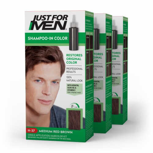Just For Men Medium Red Brown H-37 Shampoo-In Color, 3 pk - Kroger