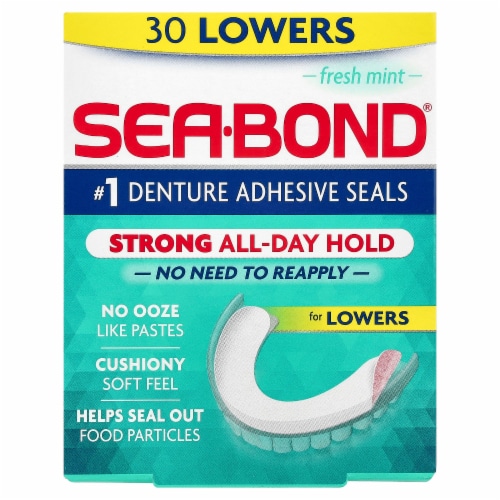 Sea-Bond® Lower Adhesive Fresh Mint Denture Seals Perspective: front