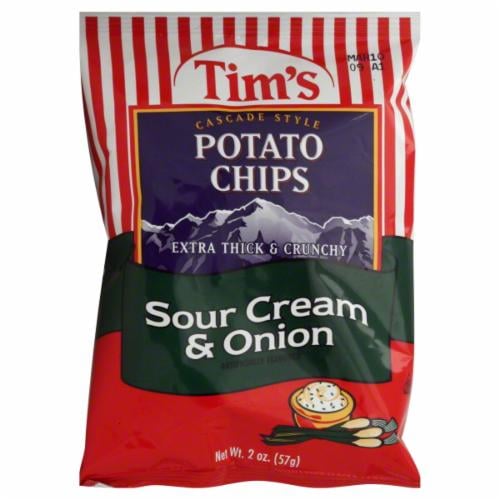 Tim's Sour Cream & Onion Chips Perspective: front