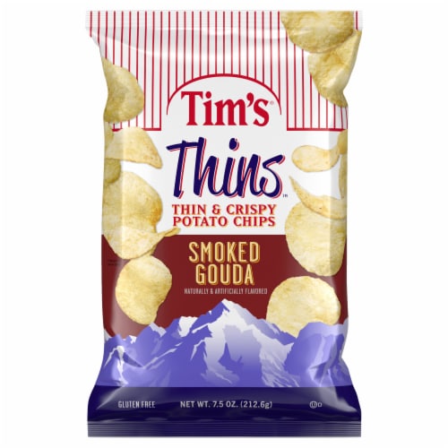 Tim's Thins Smoked Gouda Thin & Crispy Potato Chips Perspective: front