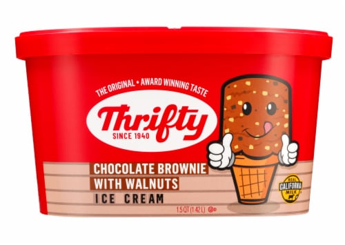 Thrifty Chocolate Brownie with Walnuts Ice Cream Tub Perspective: front
