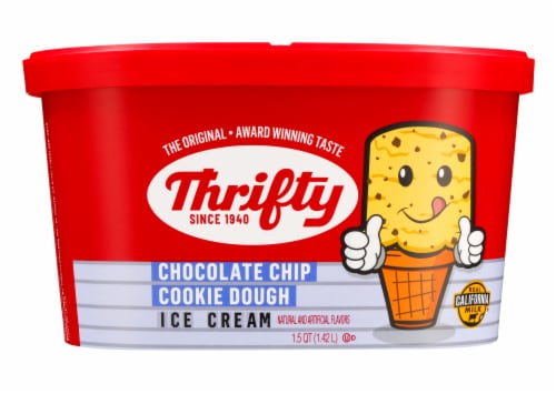 Thrifty Chocolate Chip Cookie Dough Ice Cream Tub Perspective: front