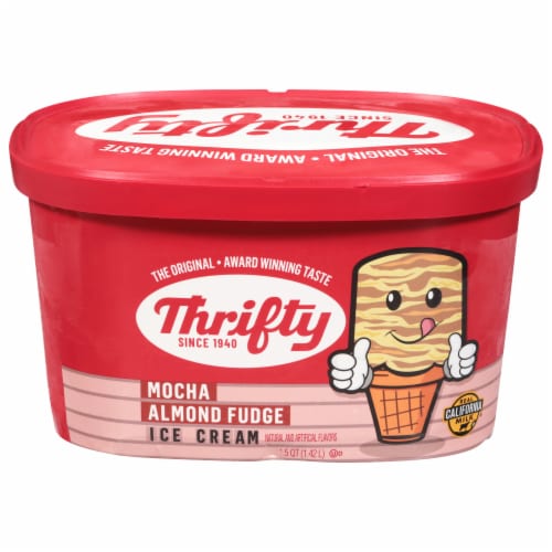 Thrifty Mocha Almond Fudge Ice Cream Tub Perspective: front
