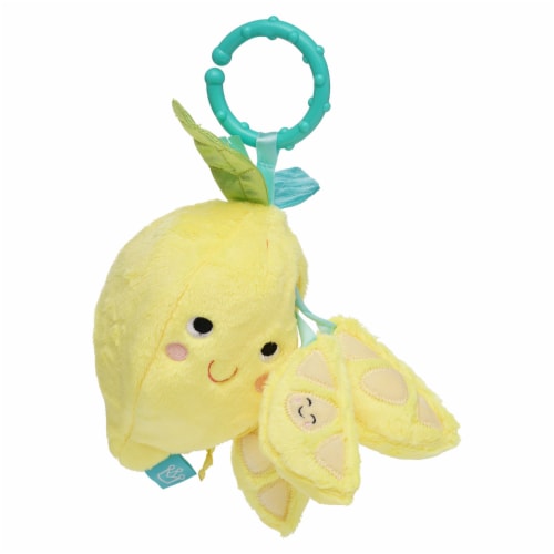 Manhattan Toy Mini-Apple Farm Lemon Baby Travel Toy with Rattle, Squeaker Perspective: front