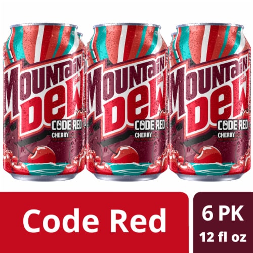 Mountain Dew Code Red Cherry Flavor Soft Drink 6 Cans 12 Fl Oz Fry S Food Stores