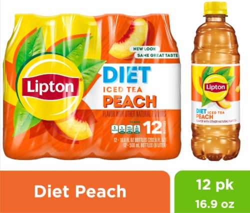 Lipton® Diet Peach Iced Tea Multipack Bottles Perspective: front