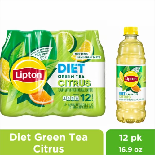 Lipton Diet Citrus Green Tea, 24 Bottles / 16.9 Fl Oz - Food 4 Less