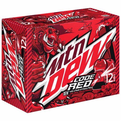 Mountain Dew Code Red Soda Can Perspective: front