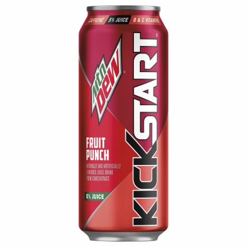 Mountain Dew® Kickstart Fruit Punch Energy Drink Can Perspective: front