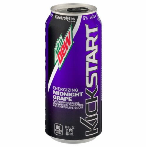 Mountain Dew® Kickstart Midnight Grape Energy Drink Can Perspective: front