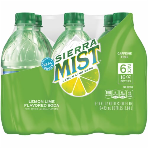Sierra Mist Lemon Lime Flavored Soda Bottles Perspective: front