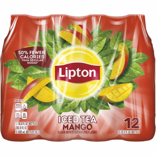 Lipton Mango Iced Tea 12 Count Bottles Perspective: front