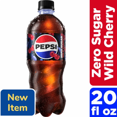 Pepsi Zero Sugar Cola Soda Pop Wild Cherry Perspective: front