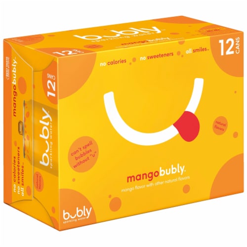 Bubly™ Mango Flavored Sparkling Water Cans Perspective: front