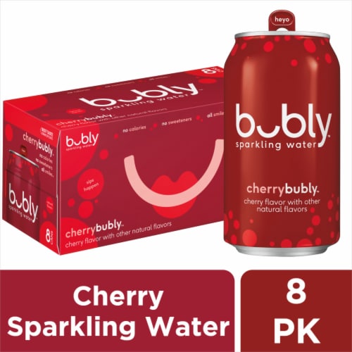 Bubly™ Cherry Flavored Sparkling Water Cans Perspective: front