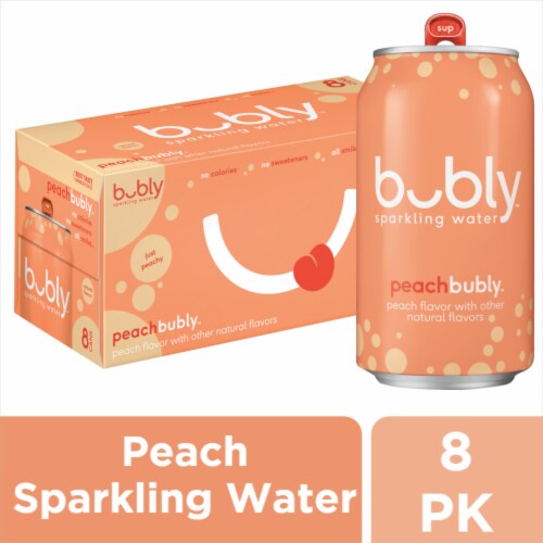 Bubly™ Peach Flavored Sparkling Water Cans Perspective: front