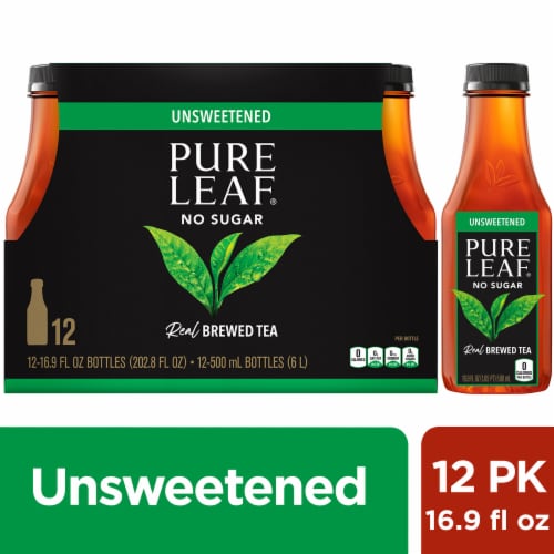 Pure Leaf Real Brewed Unsweetened Black Tea, 12 bottles / 16.9 fl oz -  Baker's