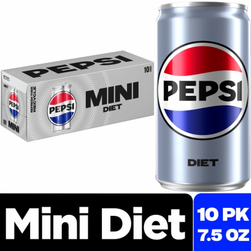 Diet Pepsi Cola Soda Pop Mini Cans Perspective: front