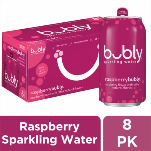 Bubly™ Raspberry Flavored Sparkling Water Cans Perspective: front