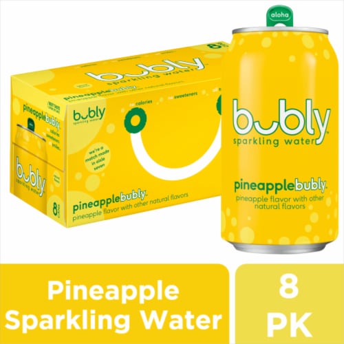 Bubly™ Pineapple Flavored Sparkling Water Cans Perspective: front