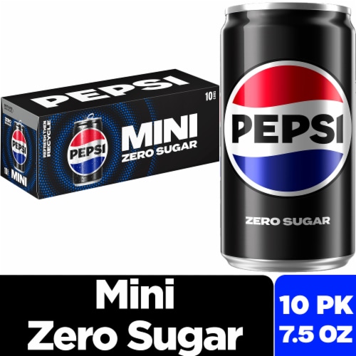 Pepsi Zero Sugar Soda Pop Mini Cans Perspective: front