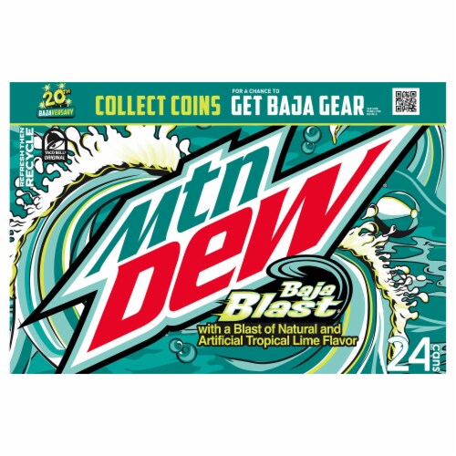 Mtn Dew Baja Blast Cans Perspective: front