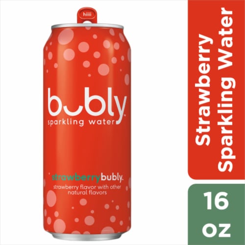 Bubly™ Strawberry Flavored Sparkling Water Can Perspective: front