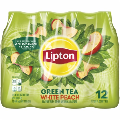 Lipton White Peach Iced Green Tea Perspective: front