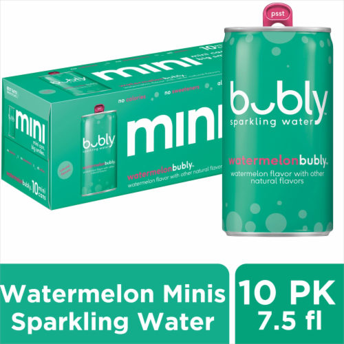 Bubly™ Watermelon Flavored Sparkling Water Mini Cans Perspective: front