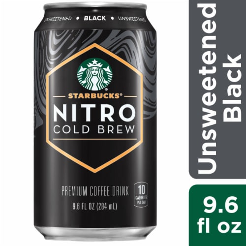 Starbucks® Premium Unsweetened Black Nitro Cold Brew Iced Coffee Can Perspective: front