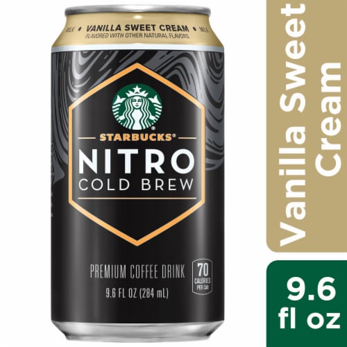 Starbucks® Premium Vanilla Sweet Cream Nitro Cold Brew Iced Coffee Can Perspective: front