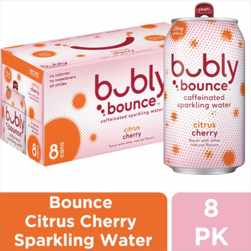 Bubly™ Bounce Caffeinated Citrus Cherry Flavored Sparkling Water Cans Perspective: front