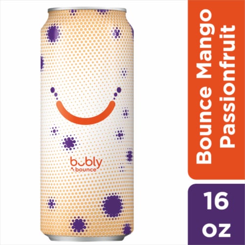 Bubly™ Bounce Caffeinated Mango Passionfruit Flavored Sparkling Water Can Perspective: front