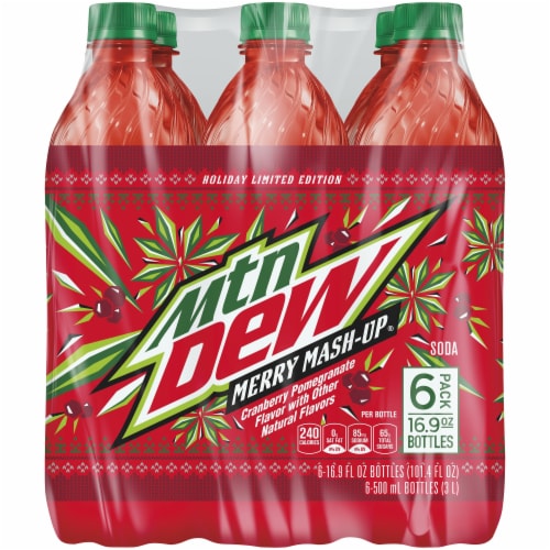 Mountain Dew Merry Mash Up Cranberry Pomegranate Flavored Soda Perspective: front