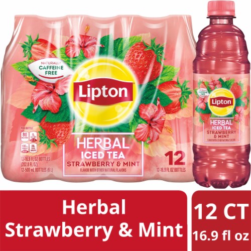 Lipton Herbal Strawberry & Mint Herbal Iced Tea Perspective: front