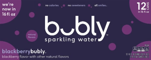 Bubly™ Blackberry Flavored Sparkling Water Cans Perspective: front