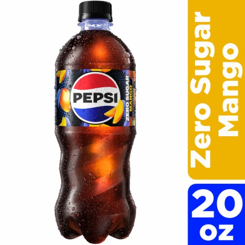Pepsi Cola® Zero Sugar Mango Flavored Soda Bottle Perspective: front