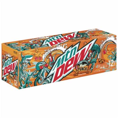 Mountain Dew Baja Punch Soda Cans Perspective: front