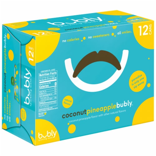 Bubly Coconut Pineapple Sparkling Water Perspective: front
