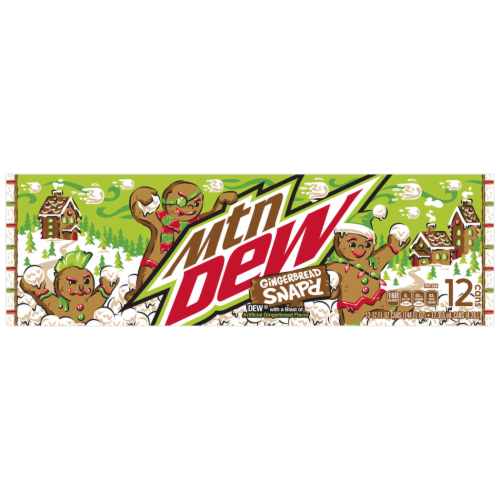 Mountain Dew Gingerbread Snap'd Soda Cans Perspective: front