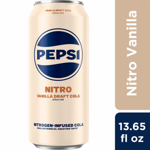 Pepsi® Nitro Draft Vanilla Cola Soda Can Perspective: front
