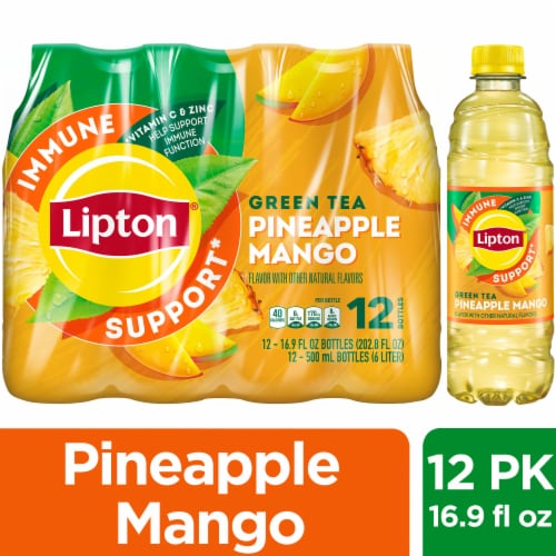 Lipton® Pineapple Mango Green Iced Tea Multipack Bottles Perspective: front