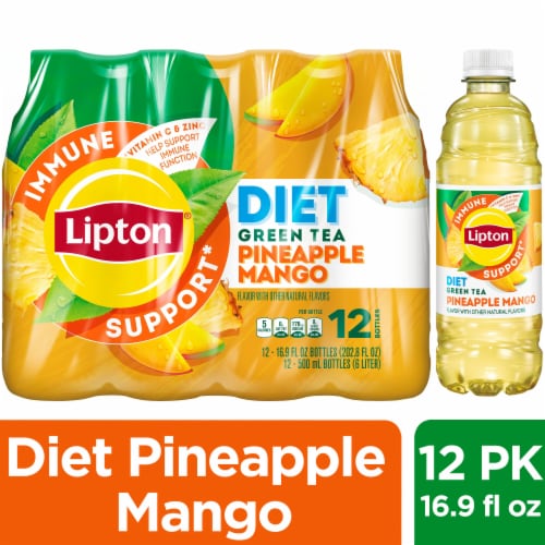 Lipton Iced Tea Immune Support Pineapple Mango Green Tea 16.9 Fl Oz, 12  Count 