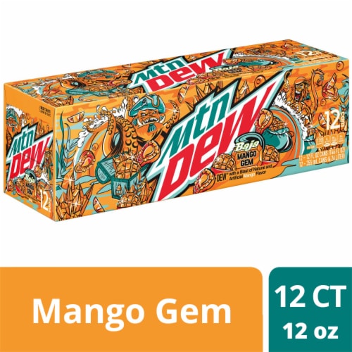 Mountain Dew Baja Mango Gem Soda Cans Perspective: front